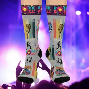 Calcetines acolchados de rock and roll para amantes de la música, perfectos para regalos, festivales, uso diario y eventos musicales.