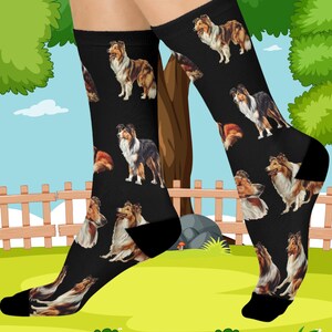 Adorable Collie Dog Lover Crew Socks, Perfect Gift for Pet Owners, Cozy Socks for Animal Lovers, Cute Canine Fashion, Fun Dog Print Socks