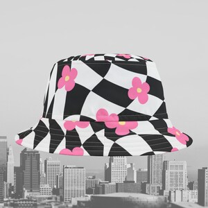 Chapéu de balde com padrão floral | Chapéu de sol moderno para o verão, roupa de praia, acessório para festivais, atividades ao ar livre, ideia de presente