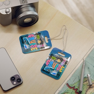 Colorful Cruise Luggage Tags, Beach Vacation Accessories, Travel Bag Labels, Personalized Tag for Cruises, Summer Travel Essentials