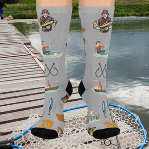 Fischer Socken, Fischer Geschenk, Ehemann Geschenk, Papa Geschenk, Freund Geschenk, Angeln Kumpel Geschenk, Geburtstag Gepolsterte Crew Socken