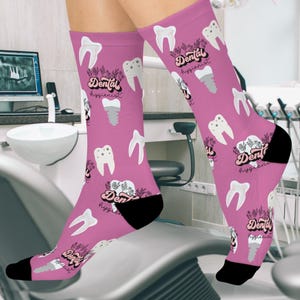 Chaussettes d&#39;hygiéniste dentaire, chaussettes de femme, cadeau de garçon, cadeau d&#39;hygiéniste dentaire, chaussettes d&#39;équipage coussinées d&#39;anniversaire