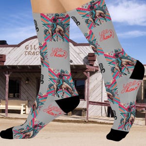 Rodeo Rider socks, Rodeo socks, girl socks, boy gift, Rodeo gift, birthday Cushioned Crew Socks