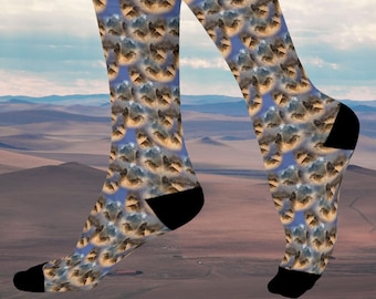 Chaussettes ras du cou à imprimé loup - Design coussiné d'animaux sauvages
