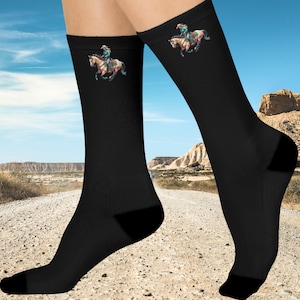 Whimsical Equestrian Crew Socks | Fun Horse Riding Accessories, Gift for Cowgirl, Cozy Socks for Gifts, Equestrian Gear, Cute Horse