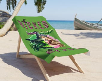 Colorful Wicked Beach Towel -  Summer Fun, Poolside Relaxation, Gift for Her, Wicked Themed Beach Accessory, Beach Lover&#39;s
