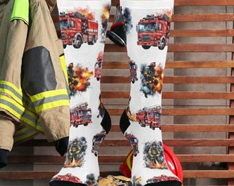 Fire Fighter Themed Socks - Perfect Fire Fighter gift, Fun Gift for Firemen, Firefighter Dad, Heroic Sock Collection, Birthday, unique gift