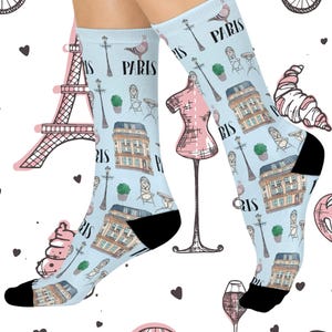 Paris-Themed Cushioned Crew Socks | Cozy Fashion for Travel Lovers, Perfect Gift for Her, Everyday Wear, Fun Accessories, Unique [...]