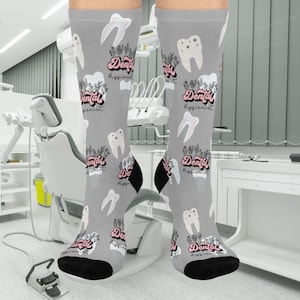 Chaussettes d&#39;hygiéniste dentaire, chaussettes pour femmes, cadeau homme, cadeau d&#39;hygiéniste dentaire, chaussettes d&#39;anniversaire rembourrées