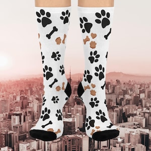 Lindos calcetines con estampado de pata de perro para amantes de los animales, regalo perfecto para dueños de mascotas, calcetines cómodos para uso diario, accesorios de moda divertidos, geniales