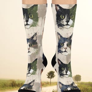 Cats Family socks, Cat socks, Pet socks, Cat gift, Pet Owner gift, birthday Cushioned Crew Socks