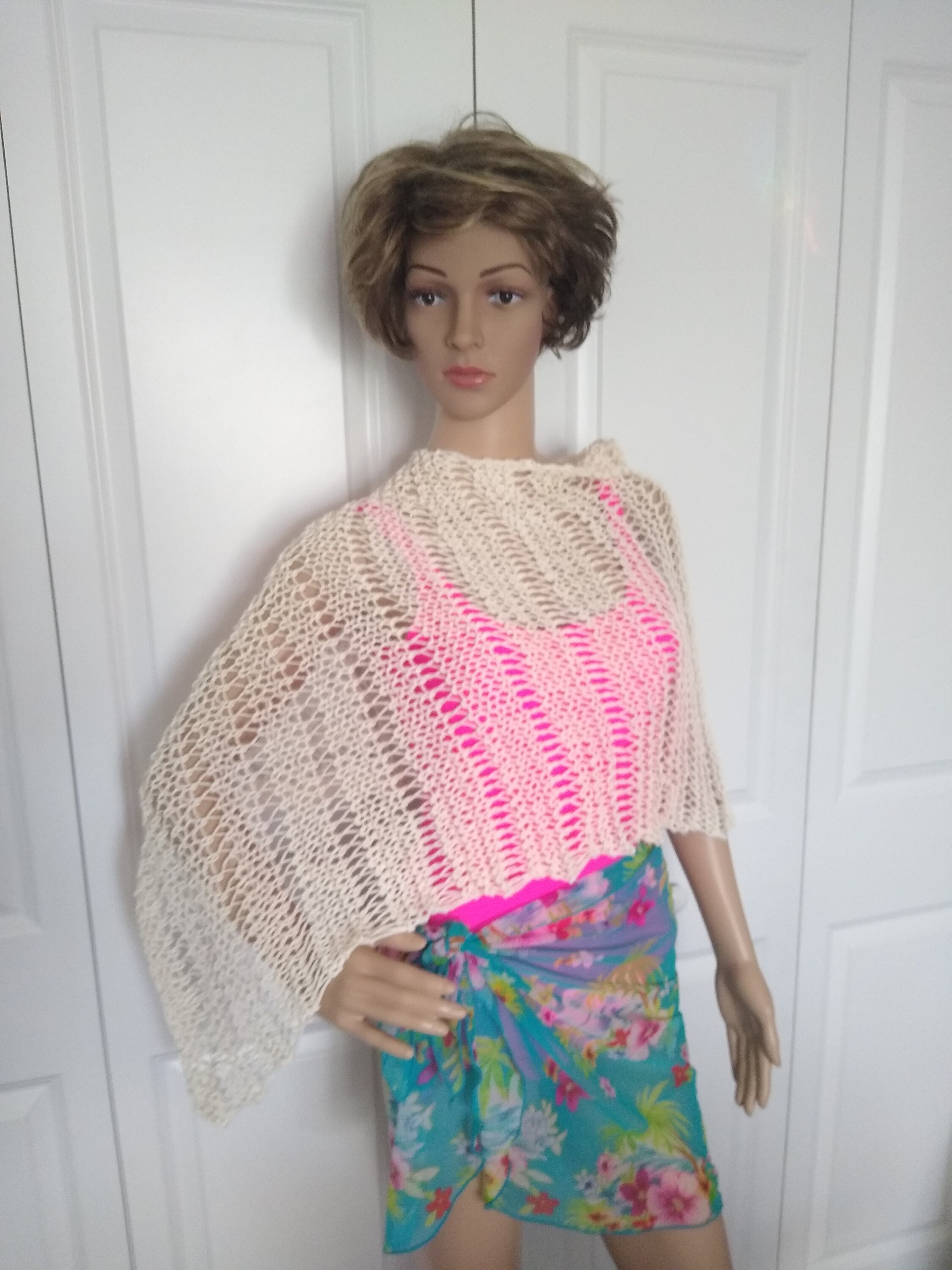 Coastal Floral Zip-Up Organic Cotton Beach Poncho main image 1