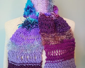 Hand Knitted Scarf "Rio" Handmade Purple Scarf