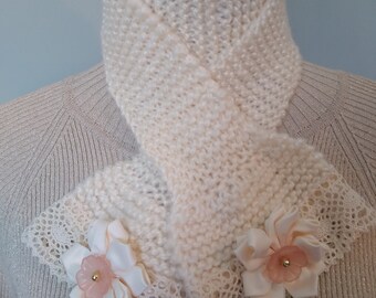 Hand Knitted Scarf "Peach Blossom"