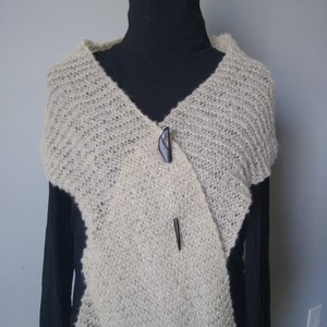 Beaded Alpaca Wrap &quot;Morning Dew&quot; / Hand Knitted / Ready to ship