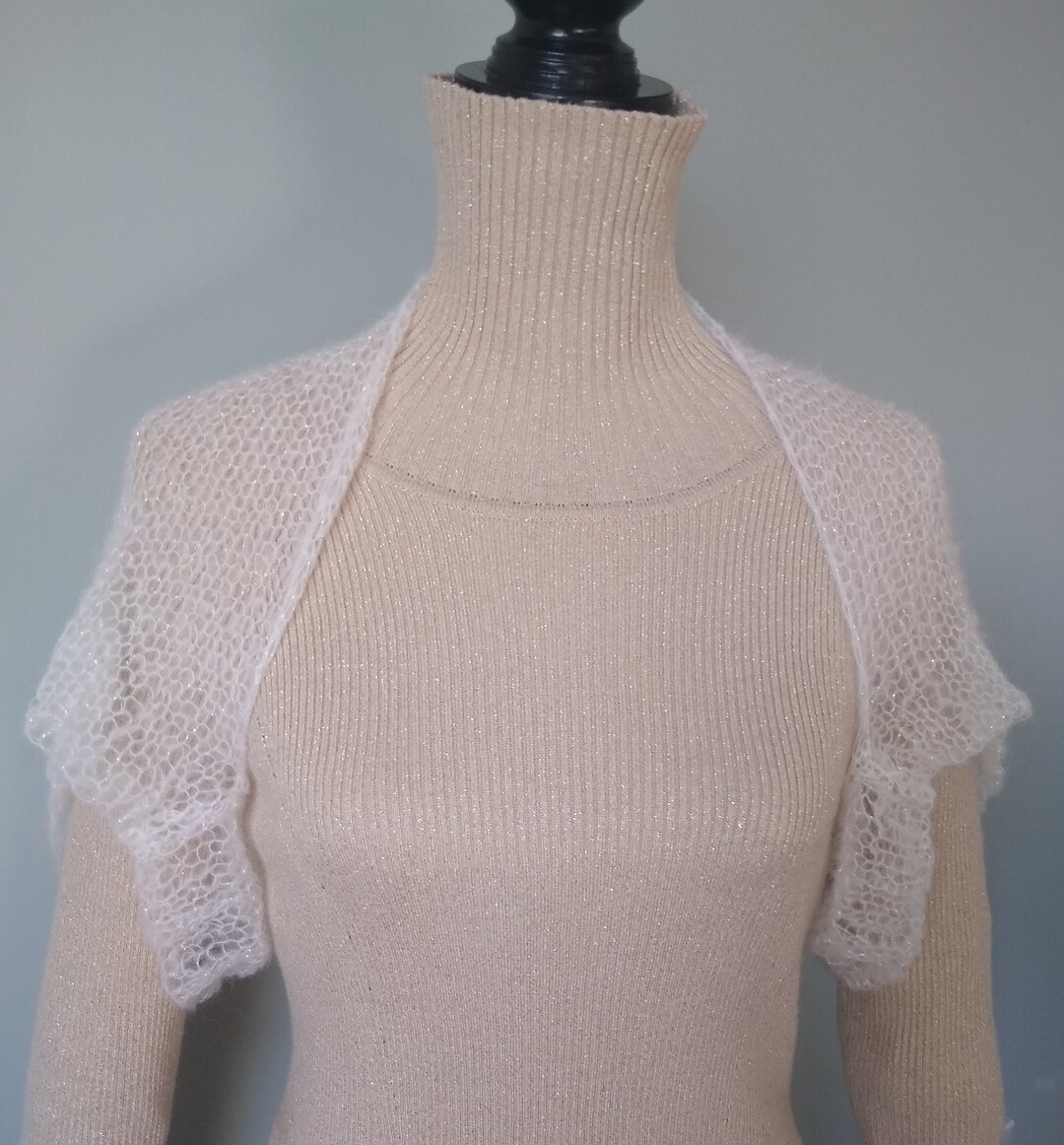 Hand Knitted Summer Shrug emerald Mohair Lightweight Beaded Shrug/scarf Etsy