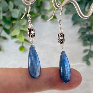 RiCH BLUE KYANiTE TEARDROP GEMSTONES, Faceted Moonstone, Bali Silver Beads, Handcrafted Silver Links!