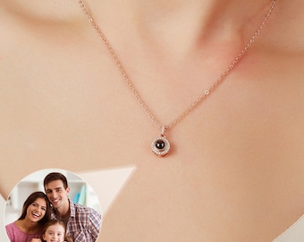 Photo Projection Necklace, Personalized Necklace, Pet Memorial Jewelry, Gift for Her, Mom Necklace, Valentine Day Gift, Christmas Gift