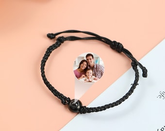 Personalized Photo Projection Charm Bracelet, Wedding Birthday Gift, Picture Projector Minimalist Memorial Anniversary Gift for Her Him