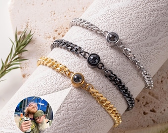 Personalized Gift For Father, Dad Bracelet, Custom Photo Bracelet for Men, Birthday Anniversary Chirstmas Gift for Him Husband Boyfriend