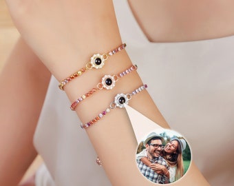 Custom Photo Projection Bracelet with Tennis Chain, Projection Photo Jewelry, Picture Bracelet, Best Friend Gift, Christmas Gift for Mom Her