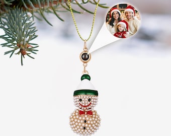 Custom Photo Projection Snowman Ornament, Personalized Christmas Ornaments, First Christmas Bauble, Family Christmas Tree Decorations