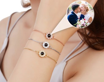 Custom Photo Projection Bracelet, Personalized Picture Bracelet, Memorial Photo Jewelry, Photo Bracelet Anniversary Gifts For Girl Mom Women