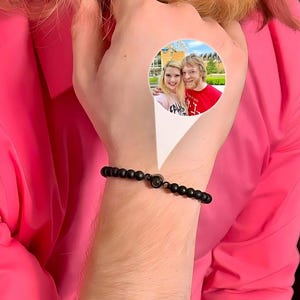 Personalized Photo Projection Bracelet for Men, Beaded Bracelet with Photo Picture, Memorial Gift for Him Dad, Chirstmas Fahthers Day Gift