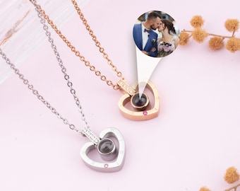 Projection Necklace, Custom Photo Necklace, Memorial Picture Necklace Photo Jewelry, Mom Necklace, Couple Necklace, Valentine Day Gift