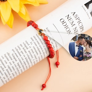 Photo Projection Bracelet, Gemstone Photo Bead Bracelet, Picture Bracelet, Memorial Bracelet