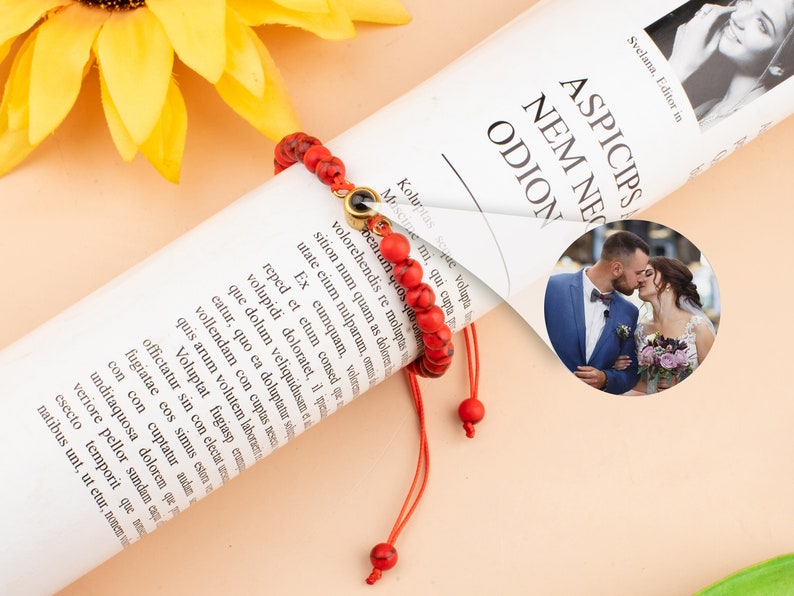 Photo Projection Bracelet, Gemstone Photo Bead Bracelet, Picture Bracelet, Memorial Bracelet