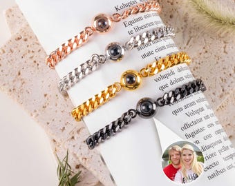 Custom Photo Bracelet for Men, Personalized Gift For Father, Dad Bracelet, Birthday Anniversary Gift for Him Husband Boyfriend, Keepsake