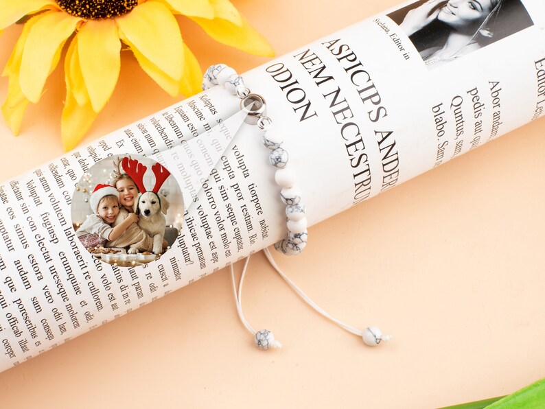 Personalized Photo Bead Bracelet, Projection Bracelet, Memorial Bracelet