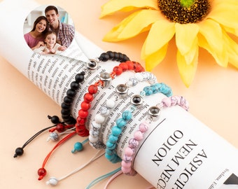 Personalized Photo Bead Bracelet, Projection Bracelet, Memorial Bracelet, Custom Picture Bracelet, Boyfriend Couples Bracelet for Him Her