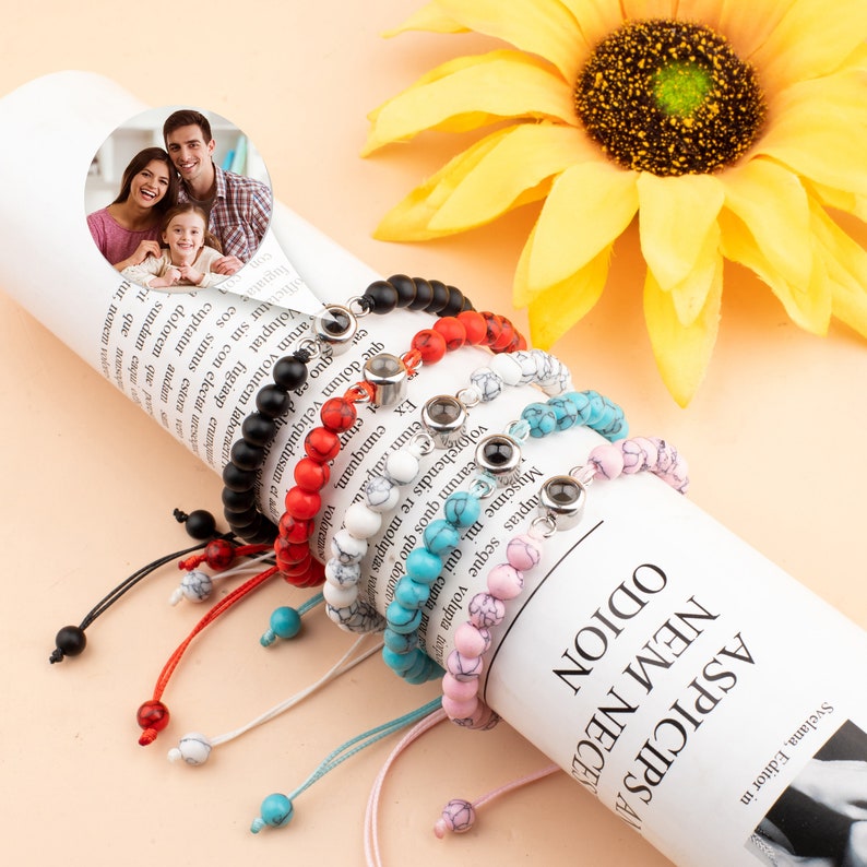 Personalized Photo Bead Bracelet, Projection Bracelet, Memorial Bracelet