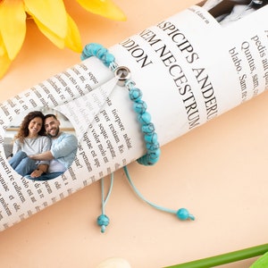 Photo Projection Bracelet, Gemstone Photo Bead Bracelet, Picture Bracelet, Memorial Bracelet