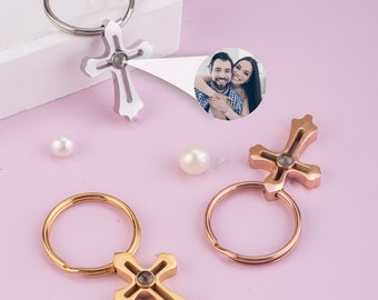 Custom Photo Keychain • Memorial Projection Keyring • Personalized Picture Keychain Jewelry • Couple Keychain Photo Jewelry For Women Men