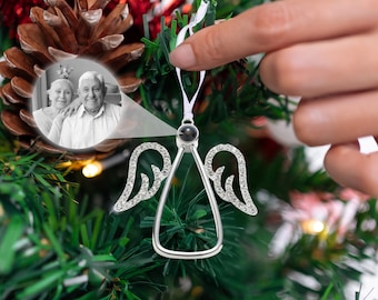 Personalised Christmas Baubles, Custom Photo Projection Angel Ornaments, Christmas Tree Decoration Ornament, Memorial Bauble Family Ornament