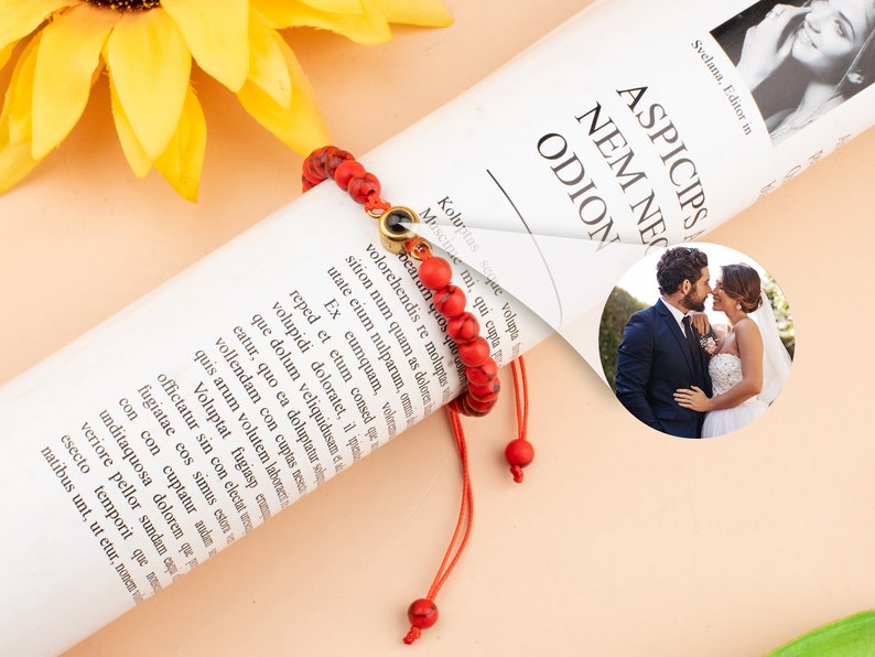 Personalized Photo Bead Bracelet, Projection Bracelet, Memorial Bracelet