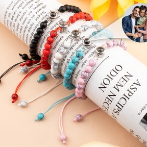 Photo Projection Bracelet, Gemstone Photo Bead Bracelet, Picture Bracelet, Memorial Bracelet