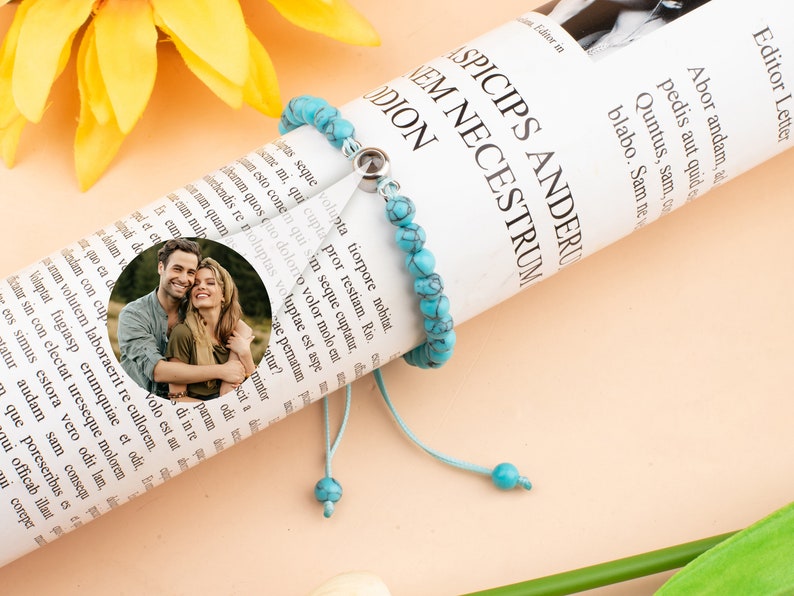 Personalized Photo Bead Bracelet, Projection Bracelet, Memorial Bracelet
