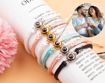 Custom Photo Bracelet, Projection Bracelet With Picture, Couple Memorial Bracelet Photo Jewelry For Mom Sister Her Him Girlfriend Boyfriend