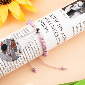 Photo Projection Bracelet, Gemstone Photo Bead Bracelet, Picture Bracelet, Memorial Bracelet