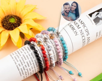 Personalized Photo Projection Bracelet, Custom Photo Bead Bracelet, Picture Bracelet, Memorial Bracelet For Men Women, Christmas Gift