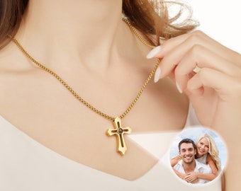Photo Projection Necklace, Custom Picture Necklace, Memorial Necklace, Mom Necklace, Photo Jewelry Gift for Her, Valentine Day Gift
