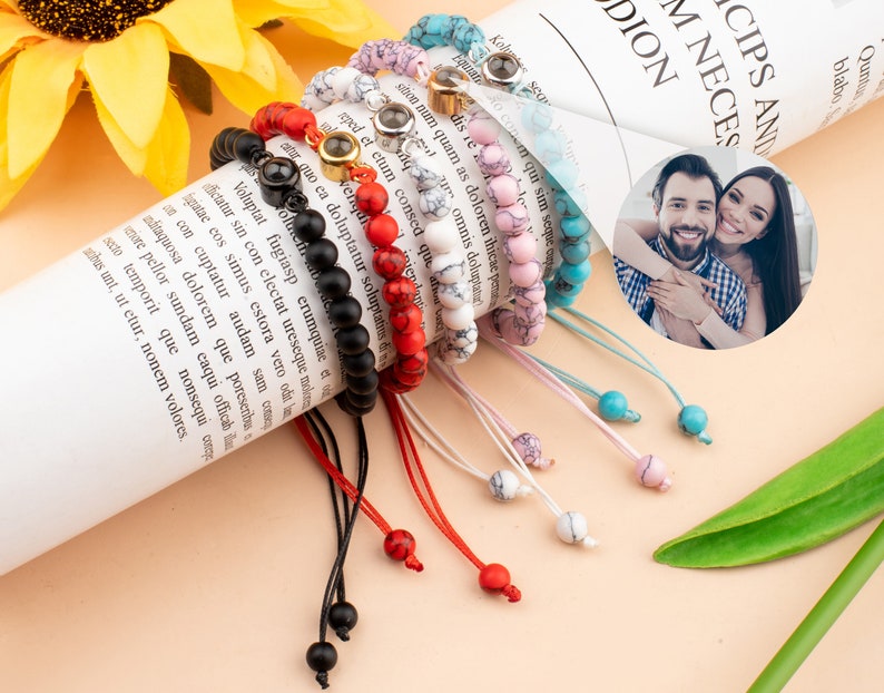 Personalized Photo Bead Bracelet, Projection Bracelet, Memorial Bracelet