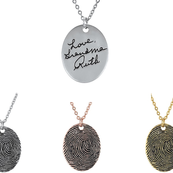 Fingerprint Handwriting Necklace in Sterling Silver | Memorial Fingerprint Jewelry | Baby Footprint Necklace | Memorial Gift | Gifts for Mom