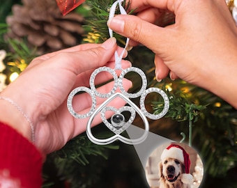 Personalized Pet Dog Memorial Gift, Photo Projection Christmas Ornament, Personalised First Christmas Baubles,Christmas Gift Family Ornament