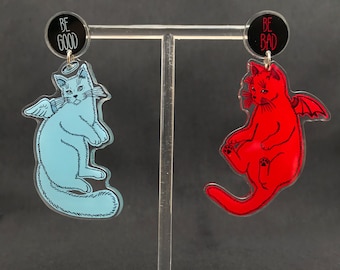 Cats Earrings ◾Handmade Jewelery ◾ Methacrylate Jewelery ◾Cat Earrings◾Acrylic Earrings ◾Laser cut jewelery ◾ Old School Tattoo◾Cat Lover