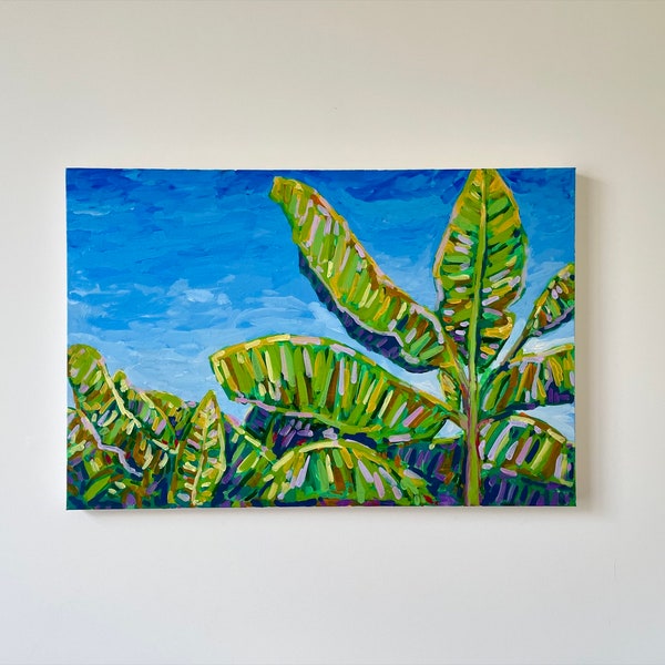 Midsummer Leaves | Acrylic Landscape Painting | Collectible Artwork | Modern Home Decor | 23x36 gallery wrapped canvas